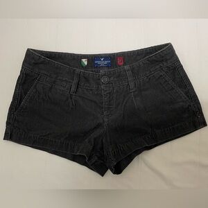 American Eagle Outfitters Black Corduroy Low-Rise Shorts
